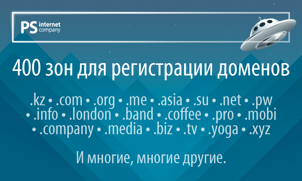 Самые популярные доменные зоны среди клиентов PS.kz
