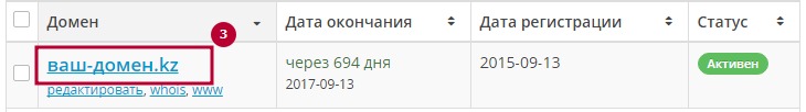 Редактировать домен